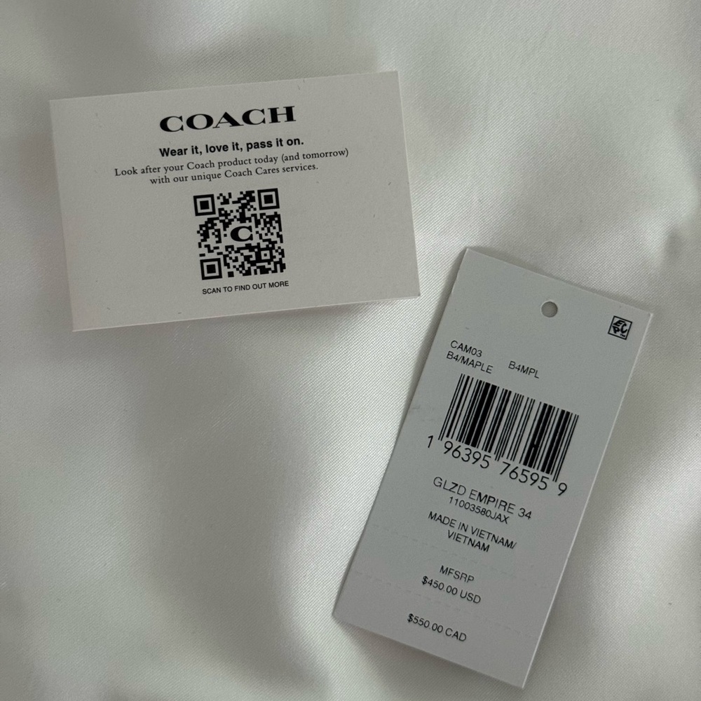 Coach Empire Carryall Bag 34 Glazed Leather Brass/Maple - Picture 13 of 16